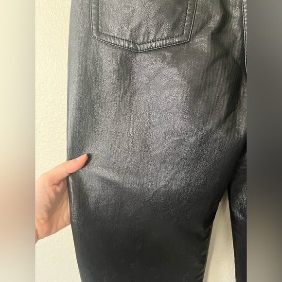 Wilfred Melina High Waisted Straight Leg Black Vegan Leather Pants Women Size 4 - Picture 7 of 14